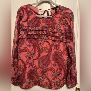 J. Crew Vibrant Paisley Silk Blouse in Pink and Red